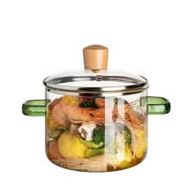 1.6L Transparent Glass Cooking Pot Thickened High Temperature Resistan