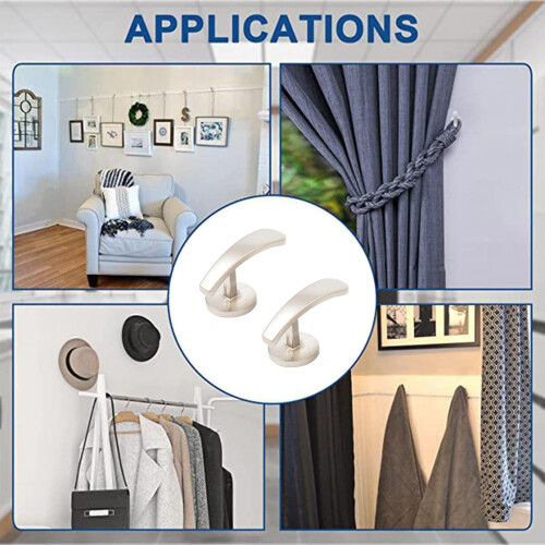 (Silver, 1 Pair) Alloy Curtain Hooks - Wall Tiebacks & Holders 2