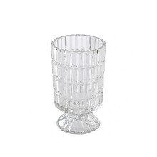 Vase sur pied à grand diamètre, orné d'un motif en verre gaufré, vase en cristal transparent pour fleurs hydroponiques, vase décoratif pour