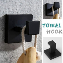 8 Pack Matte Black Towel Hook Stainless Steel Bathroom Rust Proof Clothes Towel Coat Hook Wall Mounted