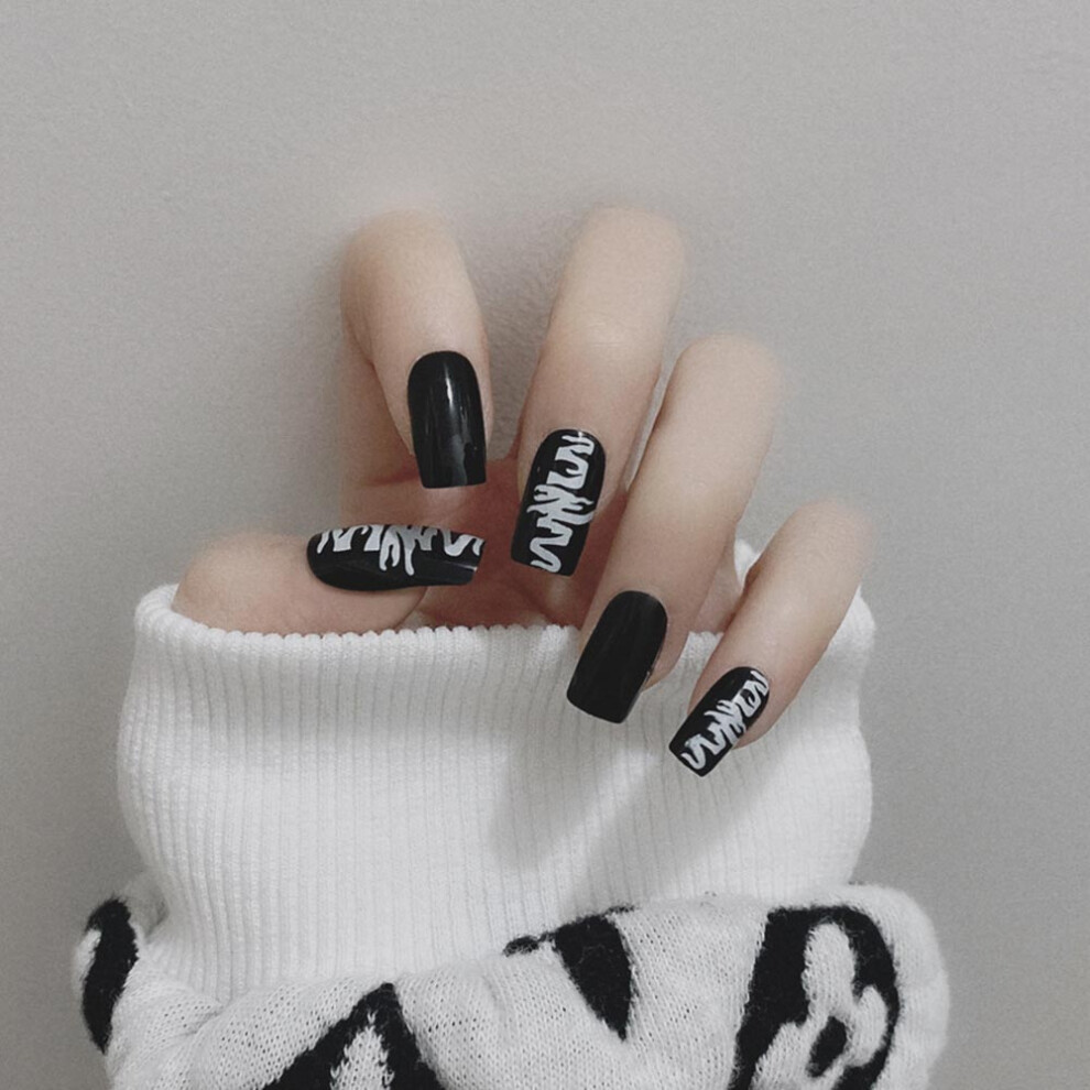 Hue-Grain 24Pcs Dark Matte False Nails