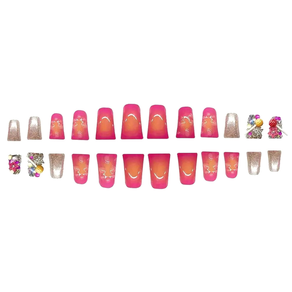 Hue-Grain Water Drop Duckbill Fake Nails - Party & Daily Wear