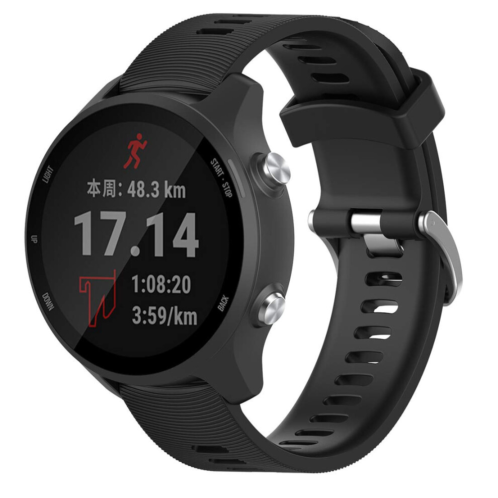 Durable Silicone Replacement Band For Garmin Forerunner 245M 245 Smartwatch – Comfort Fit Strap Black 9330225979319