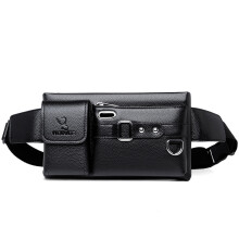 (Black) Sac de ceinture cuir voyage sport unisexe