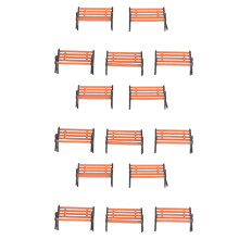 15Pcs Plastic Model Park Bench Model Landscape 1:50 with Black Arm