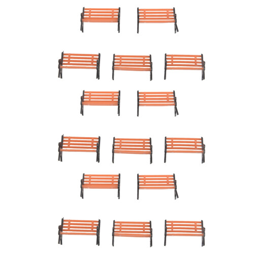 15Pcs Plastic Model Park Bench Model Landscape 1:50 with Black Arm
