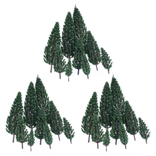 30Pcs 1.9 Inch - 6.3 Inch Train Set Scenery Landscape Model Pyramidal Trees Scale 1/50 1
