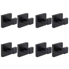 8 Pack Matte Black Towel Hook Stainless Steel Bathroom Rust Proof Clothes Towel Coat Hook Wall Mounted