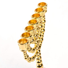 2X Golden Jewish Menorah Candle-Holders Religions Candelabra Hanukkah Candlesticks 7 Branch Menorah -L