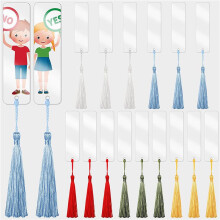 75 PCS Rectangle Acrylic Bookmark Blank Clear DIY Unfinished Book Markers with Colorful Tassels Ornaments Crafts Decors