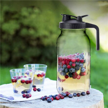 2X 64Oz Glass Pitcher with Lid Wide Mouth Jar Leak-Proof Water Jug, for Water, Juice, Milk, Tea, Iced Coffee, and Drinks