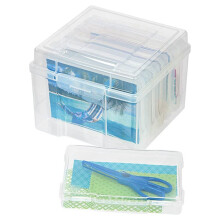 2X Custodie per Foto 5X7 Pollici E Custodia Trasparente con Fibbia Design 6 Custodie Interne Scatola Portaoggetti Nel Plastica B