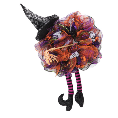 Witch Halloween Wreath with Hat, Legs & Broom 2