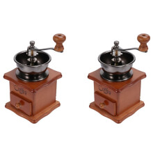 2X Kaffee Bohnen MüHle Holz Manuelle Kaffee MüHle Hand Edelstahl Retro Kaffee Gewürz GratmüHle mit Keramik