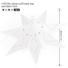 10X Hanging Paper 7 Pointed Star Lantern, Christmas Hanging Star Decorations for Christmas Wedding Birthday Decoration