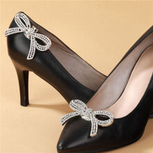 4 Stk. Kristall Strass Schleife Schuhclips Hochzeit Braut Schuhschnallen DIY Manuelle Perle High Heels Blumenschmuck Silber