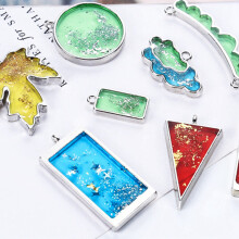 60X Metal Geometric Hollow Frame Frame Mold UV Epoxy Resin Mold for DIY Jewelry Making Result Round Pendant