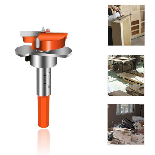 2X Hinge Jig Drill Guide Set, Hex Handle Adjustable 35mm Forstner Bit, Concealed Hinge Boring Jig Drill Guide 1
