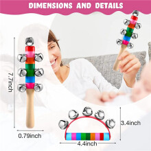 20 Sztuk Dzwonki RęCzne TęCzowy Uchwyt Sanie Dzwonki Uchwyt Drewniane Dzwonki Jingle Stick Shaker Grzechotka Instrument Muzyczny Szkoła