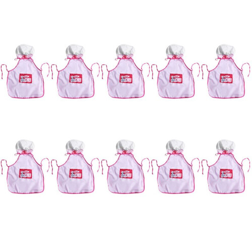 10X Barn Barn Kock Hatt FöRkläDe Matlagning Bakning Pojke Flicka Kockar Juniorpresent (Rosa)