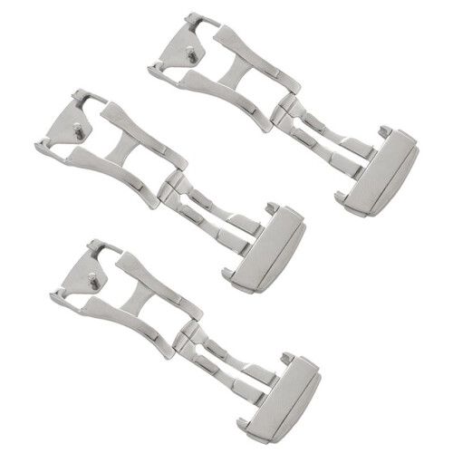 3Pcs 18mm Stainless Steel Deployant Watch Strap Folding Buckle Clasp for , Smooth 18mm 1