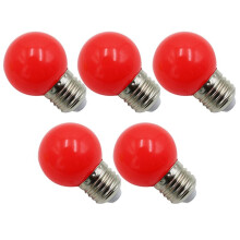 E27 Led Bulbs - E27 1W Pe Frosted Led Globe Colorful White/Red/Green//Ylellow Lamp 220V -5PCs(Red )