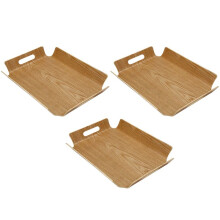 3X Luxury Desk Table Bamboo in Bed Bread Wooden Tray Wood Fruit Breakfast Food Cake Coffee Tea Serving Tray with Handles