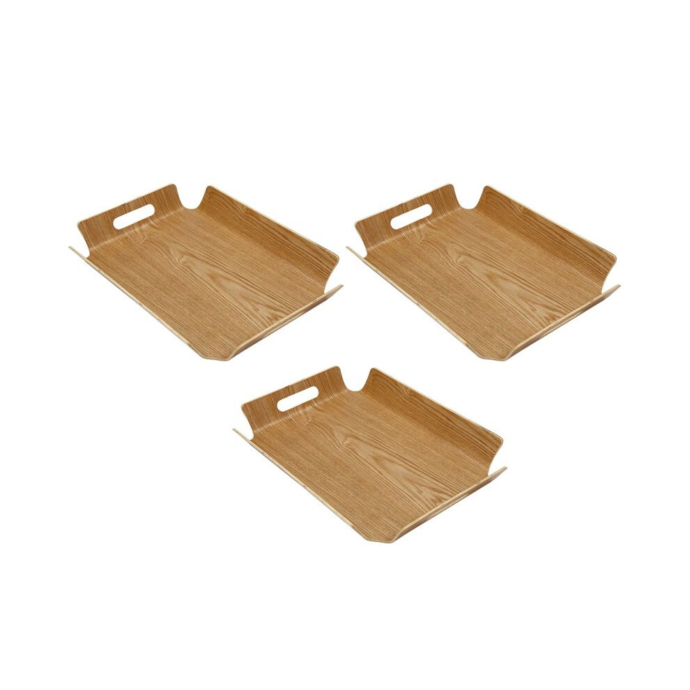Brecantia 3X Luxury Desk Table Bamboo In Bed Bread Wooden Tray Wood Fruit Breakfast Food Cake Coffee Tea Serving Tray With Handles
