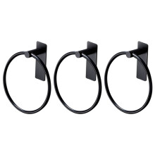 3X Anneau Porte-Serviettes / Porte-Serviettes - Porte-Serviettes Rond Auto-Adhésif Porte-Serviettes pour Salle de Bain, Acier Inoxydable Noir