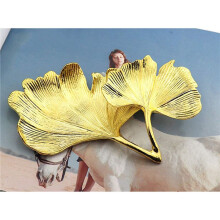 2X Feuille D'or Ginkgo Biloba Feuille Plateau Décoratif Plateau de Bijoux En Ou Bureau Plat Décoratif Organisateur Plateau pour Collier Anneau