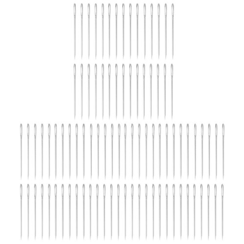 90Pcs 5.2 cm Large-Eye Stitching Needles Hand Sewing Needles for Leather Projects with Clear Bottle 1