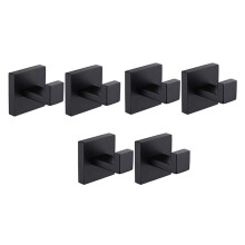 6 Paquets Noir Mat SerViette Crochet En Acier Inoxydable Salle de Bains Antirouille Des Vêtements Manteau Crochet Mur Monté Carré Toilettes Cuisine