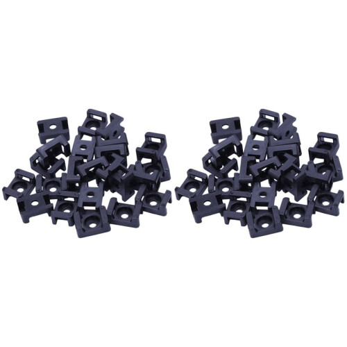 Screw Bracket Mount Saddles Bases Cable Tie Bracket 23mmx16mm 60 Units Black