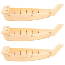 3 Pièces 42X17X7.5cm Bateau Sushi de Cuisine Japonaise Outils de Sushi Bateau Simple Fait Main En Bois Sashimi Assorties Plats Froids Vaisselle Bar
