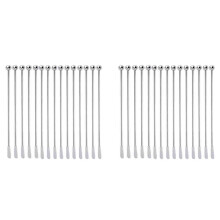 30Pcs Reusable Swizzle Sticks Coffee Stirrers Beverage Stir Sticks Stainless Steel Sticks with Small Rectangular Paddles