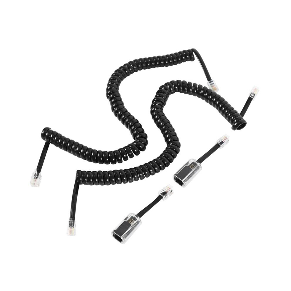 4X Coiled Telephone Handset Cord 1.1 Ft Coiled 4X Extended Rotatable Telephone Phone Cord Detangler Landline Black 6031945975553