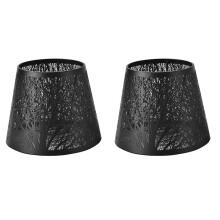 2X Liten LampskäRm, Fat Metall Lampskärm med MöNster Av TräD för Bord Ljuskrona Vägglampa Svart