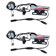 2X Vélo électrique pour Bafang BBS01 BBS02 BBSHD Feux Avant et Arrière à Mi-Entraînement, Support Klaxon/Tournant/B Lumière de Ratissage