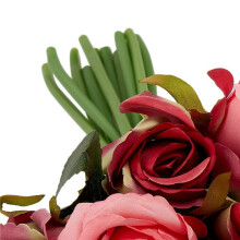 36Pcs Artificial Rose Flowers Wedding Bouquet Thai Royal Rose Silk Flowers Home Decoration Wedding Party Decor(Rose Red)