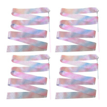4pcs 2M Flashing Star Gym Ribbons Dance Ribbon Rhythmic Art Gymnastics Ballet Streamer Twirling Rod Rainbow Stick