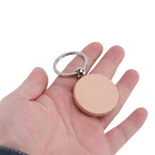 20Pcs Blank Round Wooden Key Chain Diy Wood Keychains Key Tags Can Engrave Diy Gifts 40X40mm