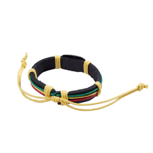 4X Pulseira de Couro Rasta Jamaica Reggae 2
