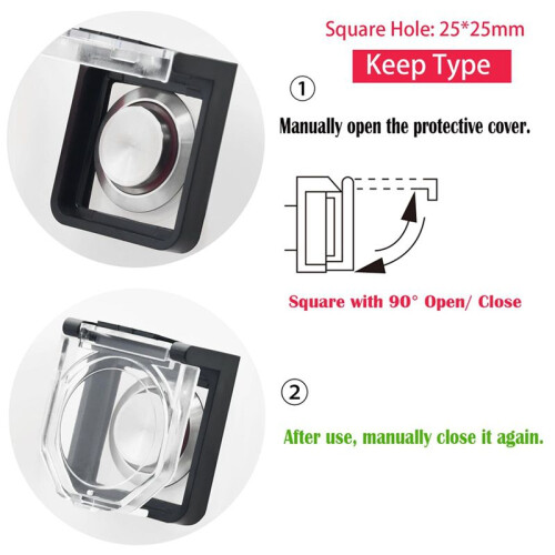 4x Power Push Button  Cover,Waterproof and Collision Resistant, for 25mm Mounting Hole B 1
