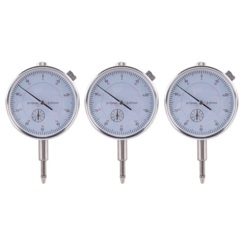 3X Dial Indicator Gauge 0-10mm Meter Precise 0.01 Resolution Concentricity Test
