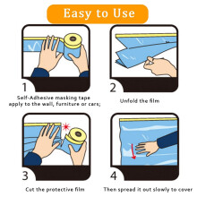 8 Pcs Plastic Dust Sheets Roll 0.55 x 20M Pre-Taped Masking Film Drop Cloths for Painting Bed Furniture Covering