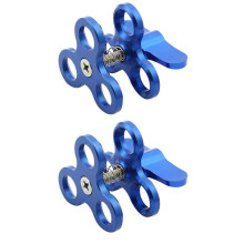 2X Bolklämma 3 HåL Dykljus Arm Butterfly Clip Monteringsfäste för Actionkamera Ficklampa Stativ, Blå
