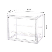 2X Vitrine Aus Transparentem Acryl mit 3 Etagen, Stapelbare Schutzvitrine mit Magnetischer Tür für Actionfiguren