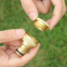 2X 3/4 Zoll 2 Wege Schlauch Teiler Messing Y Ventil Garten Hahn Anschluss mit 2 x 3/4 Zoll Messing Wasserhahn Außen Hahn Kit
