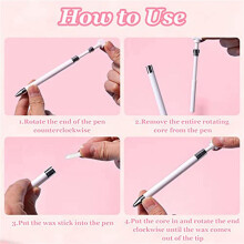 68 Pcs Diamond Painting Pens Kit, 4 Pcs Refillable Wax Pen with 64 Pcs Wax, Rotating Glue Point Drill Pen( & White)