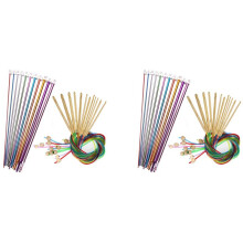 46 Stück Tunesische Häkel Nadeln Set 3-10 mm Kabel Bambus Strick Nadel mit Perle Karbonisierte Bambus Nadel Haken